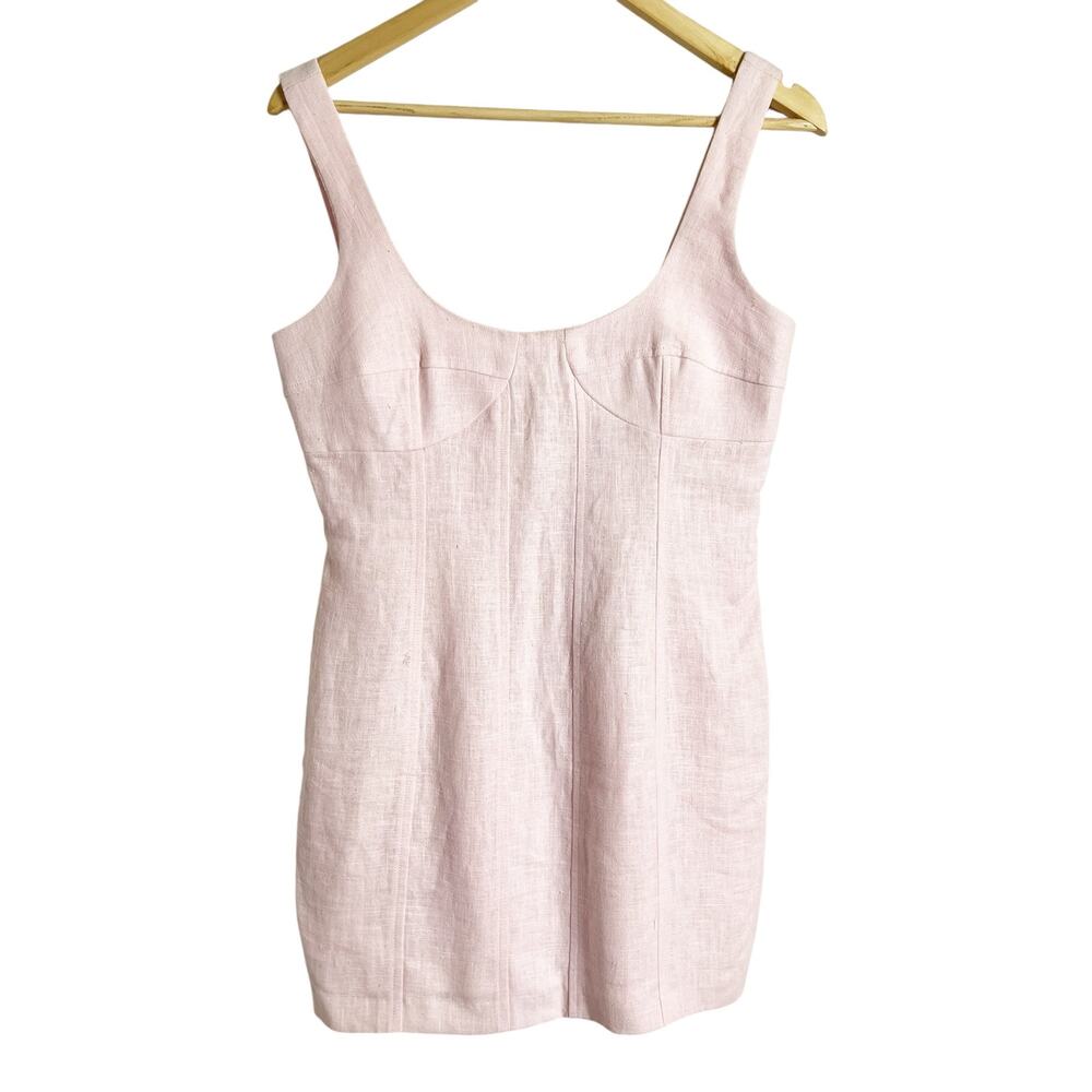 Bec + Bridge Stella Pink Ramie Fitted Sleeveless Scoop Neck Mini Dress Size 6